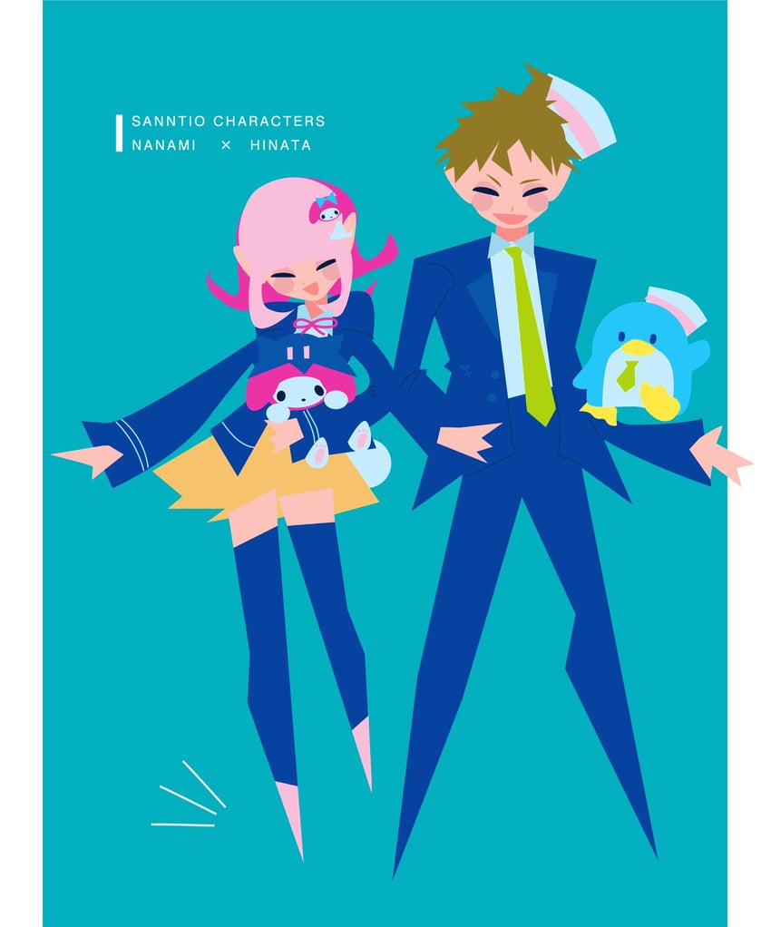 nanami chiaki, hinata hajime, my melody, and tuxedo sam (danganronpa and 3 more) drawn by che_che_che