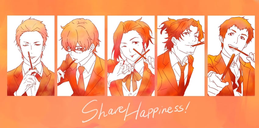 shingen seiji, watanabe minori, yamashita jiro, hazama michio, and kuzunoha amehiko (idolmaster and 1 more) drawn by masuchon
