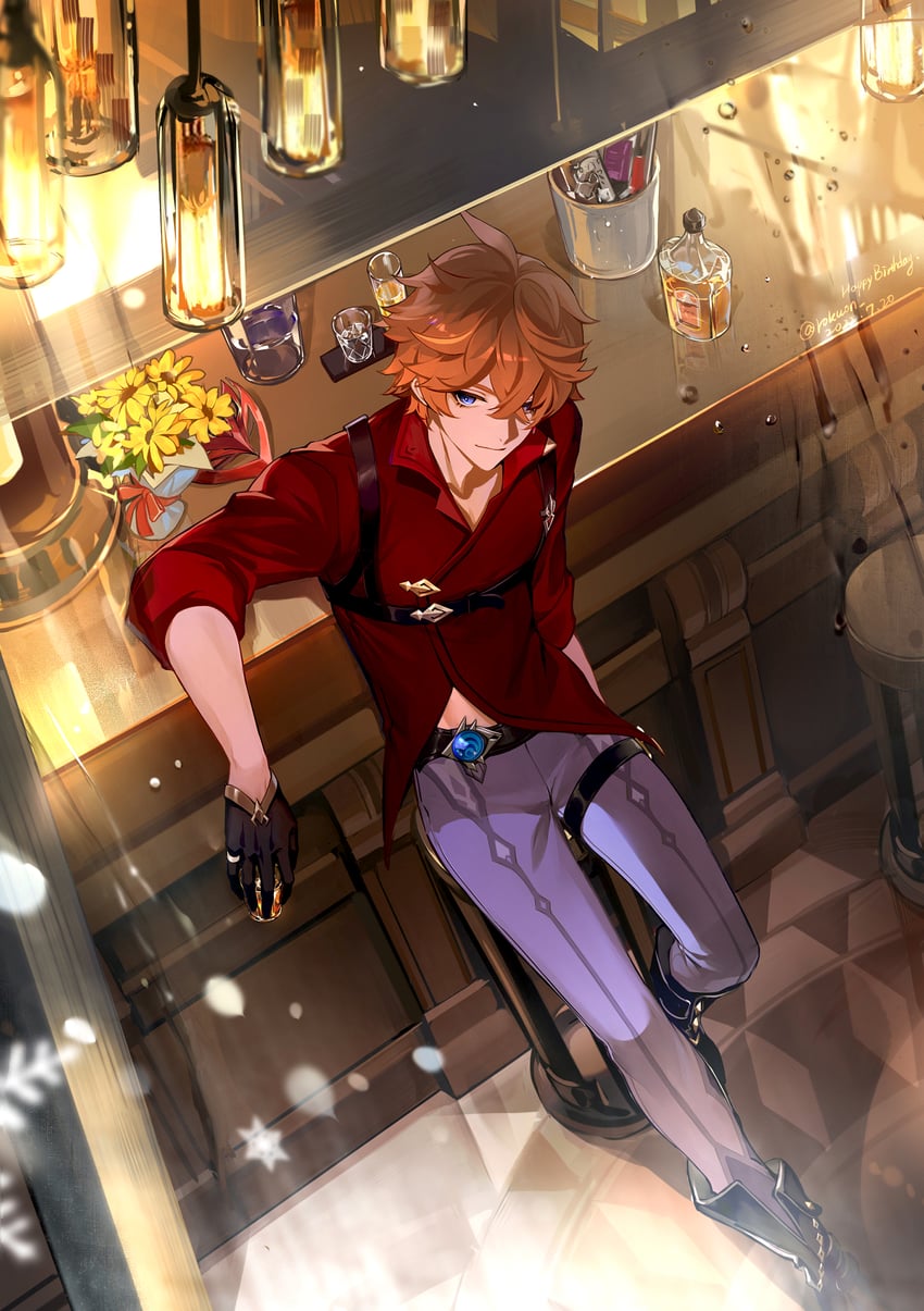 tartaglia (genshin impact) drawn by rokuon