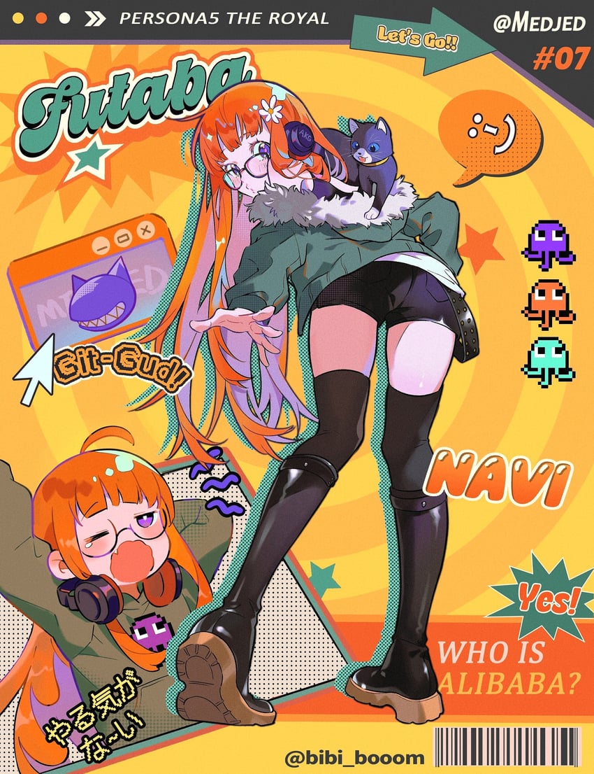 sakura futaba and morgana (persona and 2 more) drawn by bibi_booom