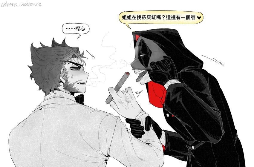 wolverine, deadpool, and patch (marvel and 4 more) drawn by k4nc_wolverine