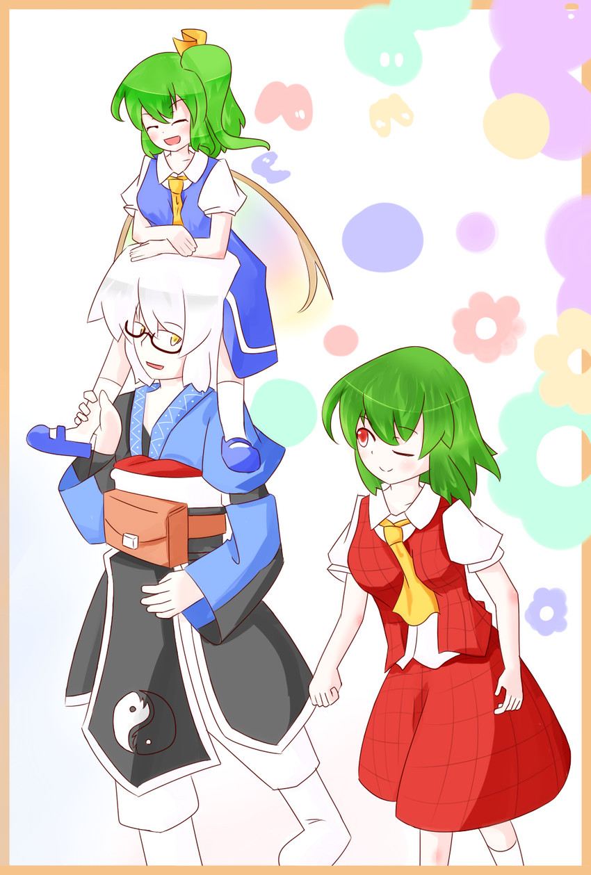 kazami yuuka, daiyousei, and morichika rinnosuke (touhou) drawn by asaki_yumemishi