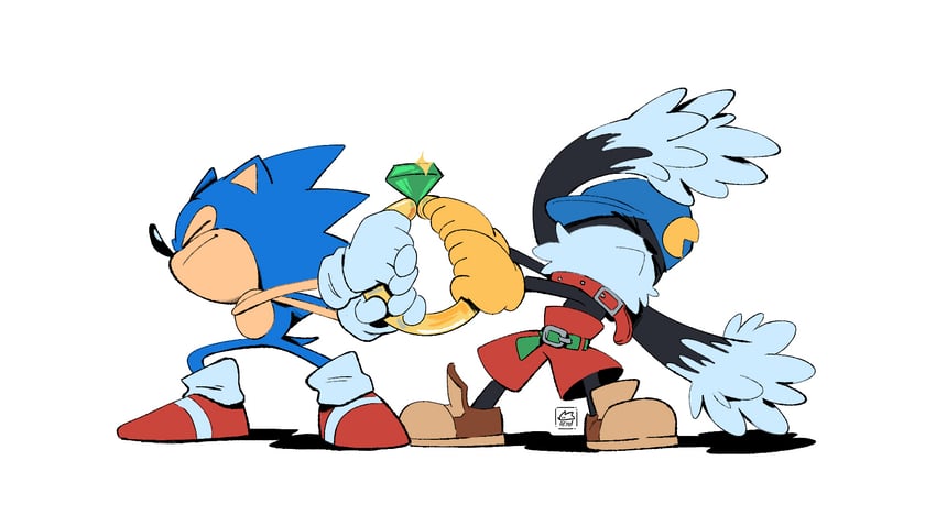 sonic the hedgehog, pac-man, classic sonic, and klonoa (sonic and 4 more) drawn by aryelsereio