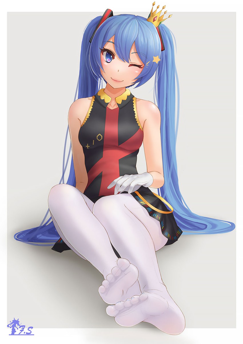 hatsune miku (vocaloid and 1 more) drawn by fs