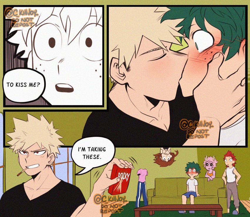 midoriya izuku, uraraka ochaco, bakugou katsuki, ashido mina, hagakure toru, and 1 more (boku no hero academia) drawn by mica_(c_killjoy)