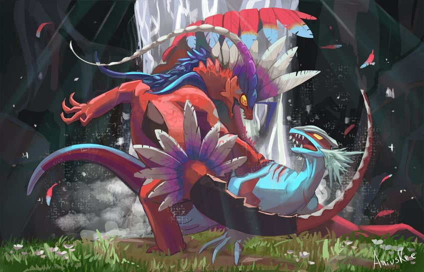 koraidon and roaring moon (pokemon) drawn by ani_(puniper)
