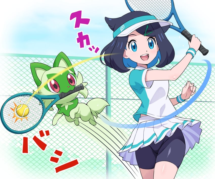 sprigatito and liko (pokemon and 1 more) drawn by pokemoa