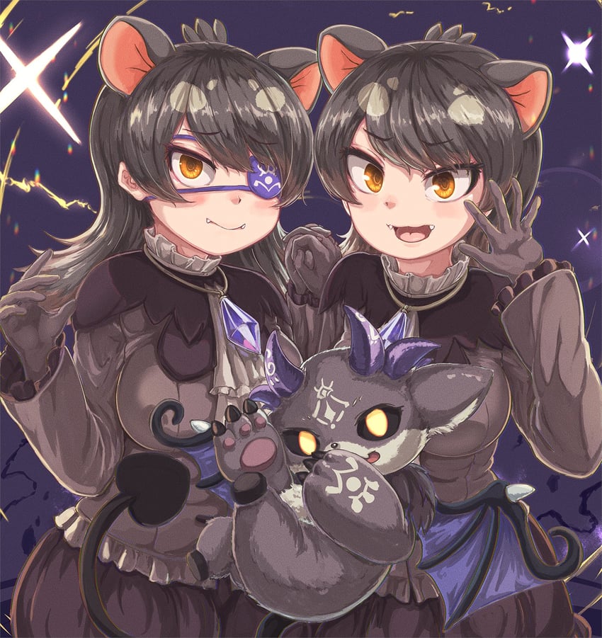 debidebi debiru, australian devil, and tasmanian devil (nijisanji and 2 more) drawn by okyao