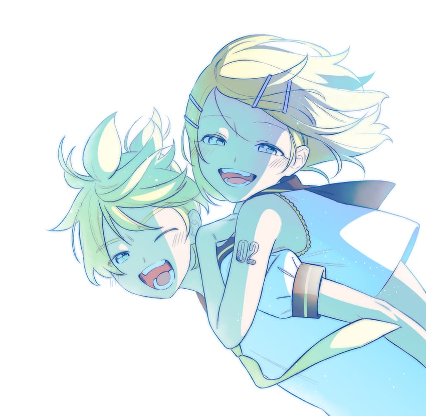 kagamine rin and kagamine len (vocaloid) drawn by bon_bon_eee