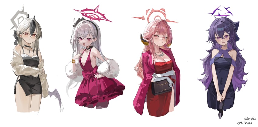 kayoko, aru, mutsuki, and haruka (blue archive) drawn by kkkaneko_1360685303