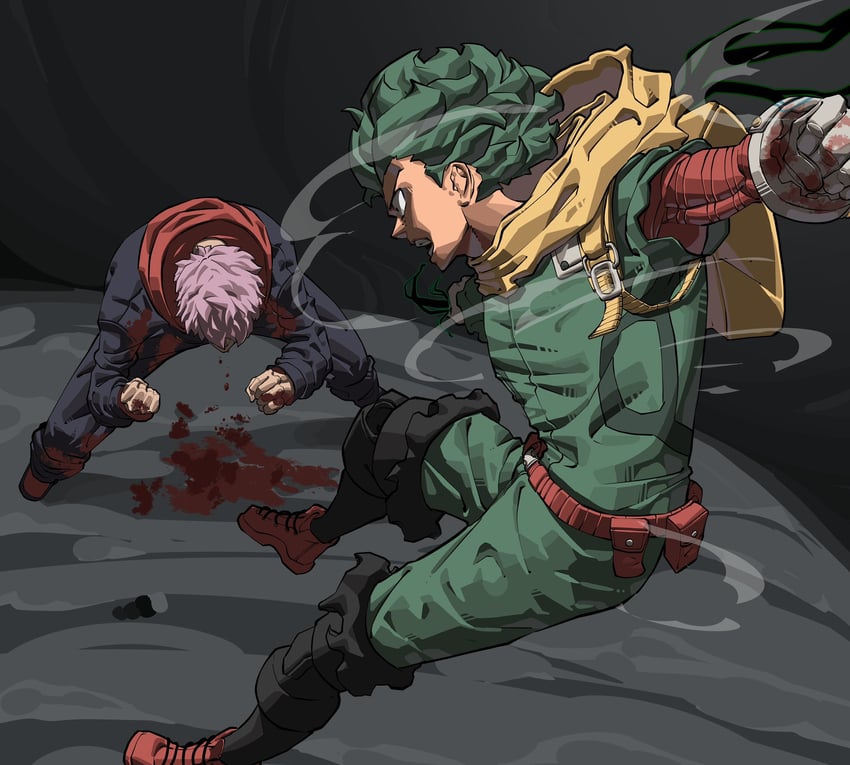 midoriya izuku and itadori yuuji (boku no hero academia and 1 more) drawn by louisart7acc
