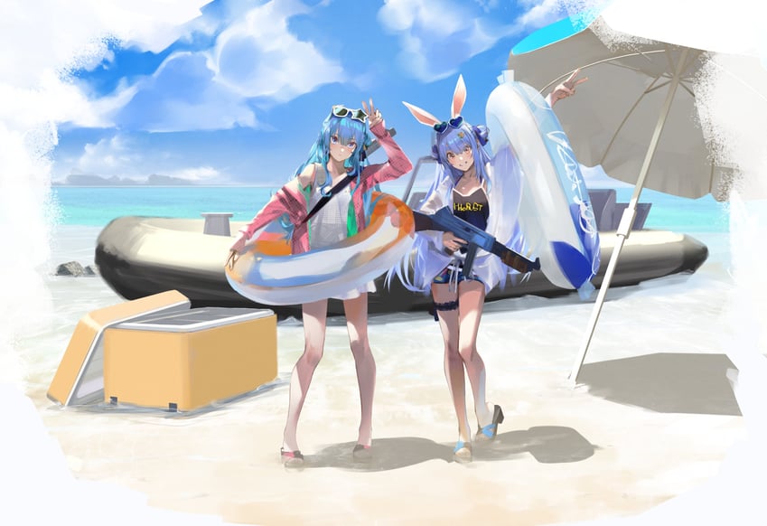 hoshimachi suisei and usada pekora (hololive) drawn by kiriyama