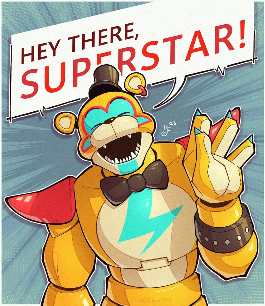 glamrock freddy (five nights at freddy's and 1 more) drawn by hypnof0xx