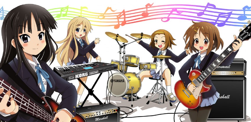 akiyama mio, hirasawa yui, tainaka ritsu, and kotobuki tsumugi (k-on! and 1 more) drawn by colonel_aki
