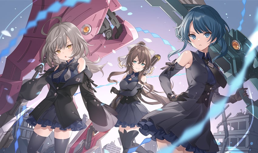 aizawa kazuha, sasaki ran, and serizawa chikaru (assault lily) drawn by rie_(reverie)