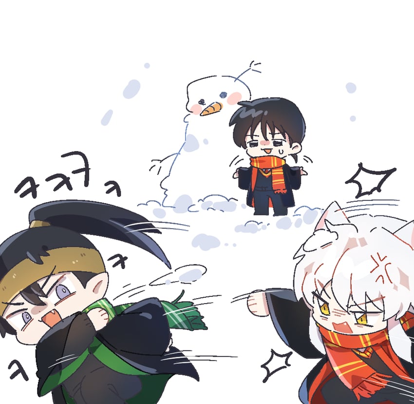 inuyasha, miroku, and kouga (wizarding world and 2 more) drawn by puppy_inuuu