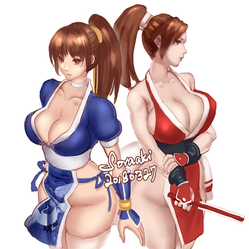 shiranui mai and kasumi (the king of fighters and 2 more) drawn by kashoukou