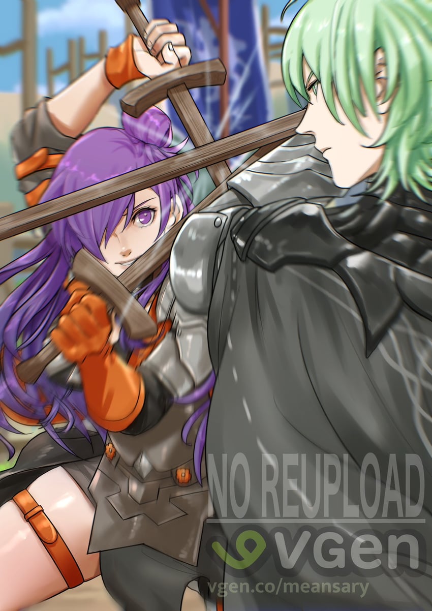male byleth and female shez (fire emblem and 2 more) drawn by meansary