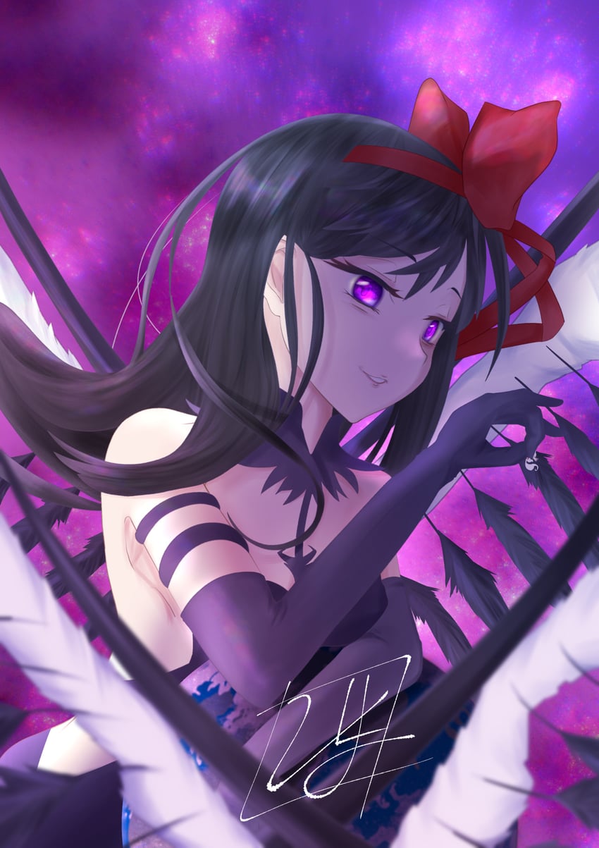 akemi homura, kyubey, and akuma homura (mahou shoujo madoka magica and 1 more) drawn by wk_kore