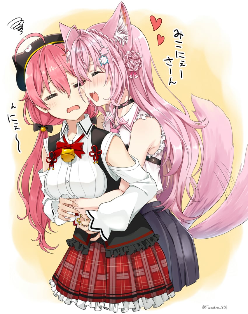 sakura miko and hakui koyori (hololive) drawn by tarachine