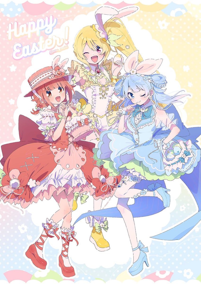 minami rena, togame momoko, and akino kaede (mahou shoujo madoka magica and 1 more) drawn by serizawa_serizane