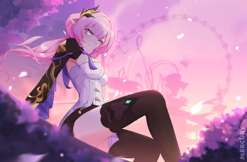 elysia (honkai and 1 more) drawn by mercury_jc