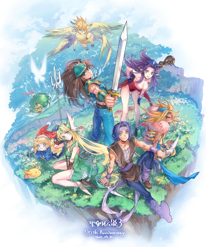 riesz, angela, charlotte, rabite, duran, and 4 more (seiken densetsu and 1 more) drawn by p-nekor
