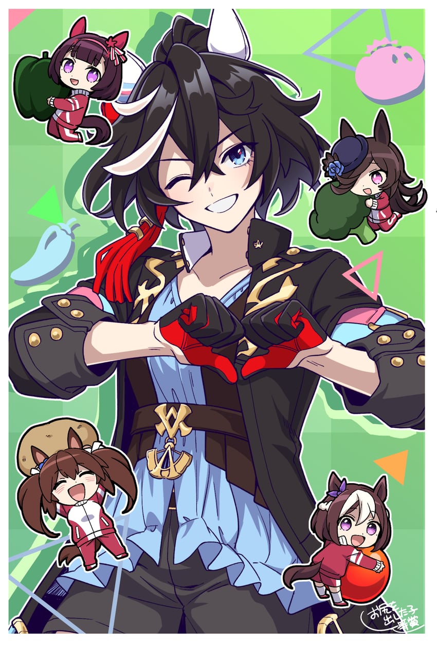 rice shower, special week, katsuragi ace, nishino flower, and hishi akebono (umamusume) drawn by oshiri_no1