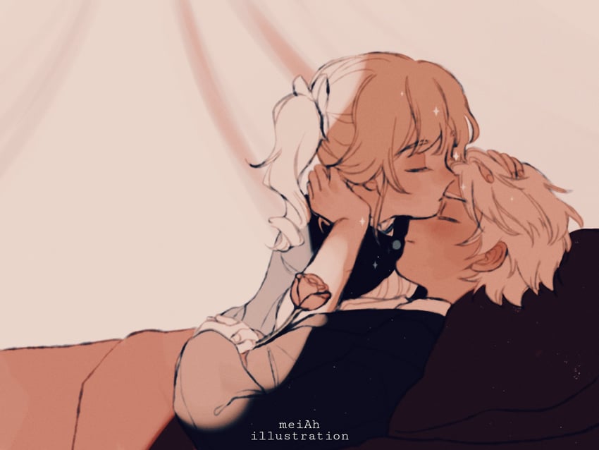 barbara, bennett, and sleeping beauty (genshin impact and 1 more) drawn by meiah