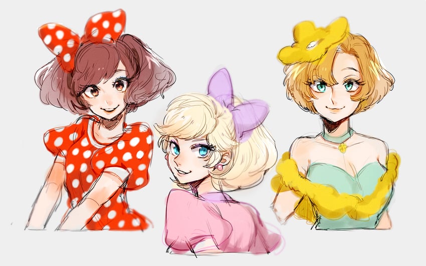 minnie mouse, daisy duck, and clarice (mickey mouse & friends) drawn by moov_(mb_52)