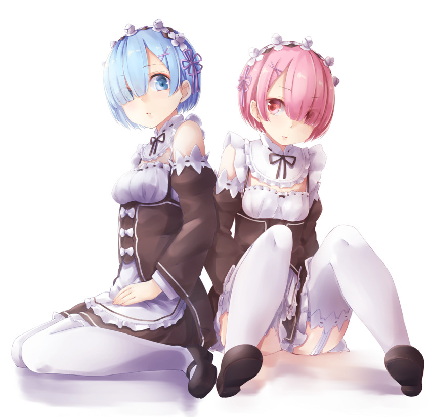 rem and ram (re:zero kara hajimeru isekai seikatsu) drawn by funyariko