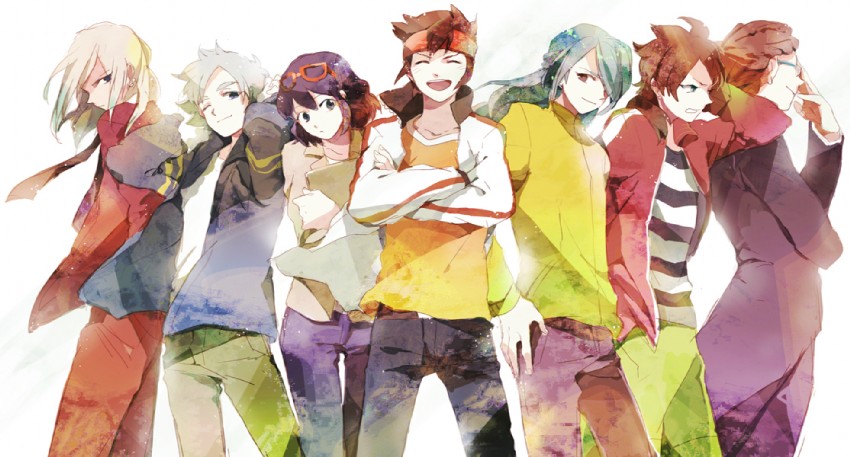 kazemaru ichirouta, endou mamoru, fubuki shirou, kidou yuuto, gouenji shuuya, and 2 more (inazuma eleven and 1 more) drawn by gomosawa