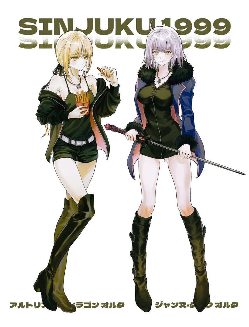 artoria pendragon, jeanne d'arc alter, and saber alter (fate and 1 more) drawn by eunchanlily