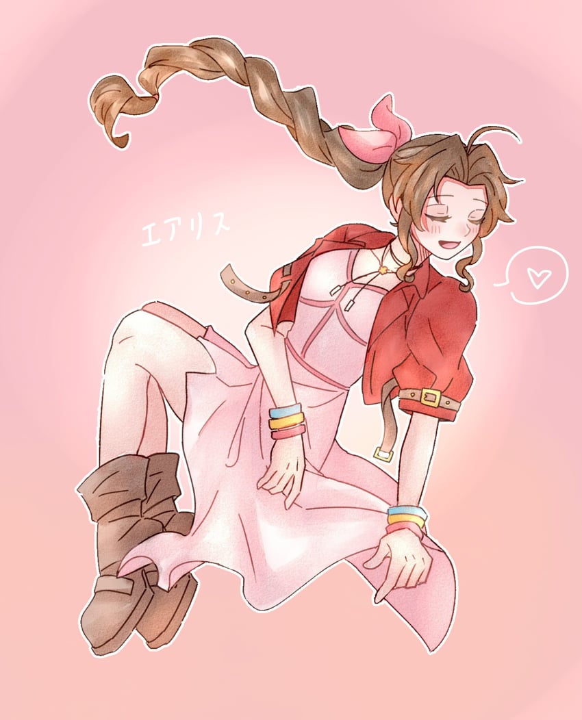 aerith gainsborough (final fantasy and 2 more) drawn by 7_(milu577610)