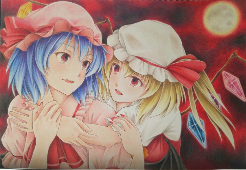 remilia scarlet and flandre scarlet (touhou) drawn by tsurupon_(turuponzu)