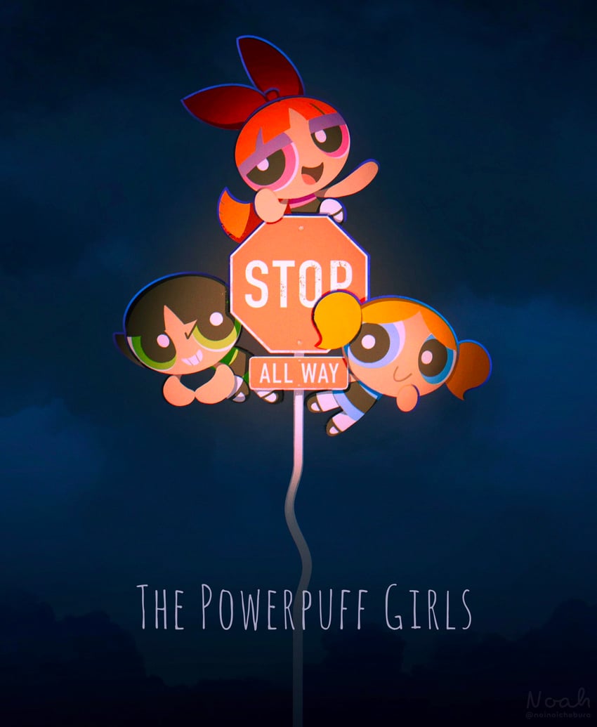 buttercup, blossom, and bubbles (powerpuff girls) drawn by noah_(rokoroko)