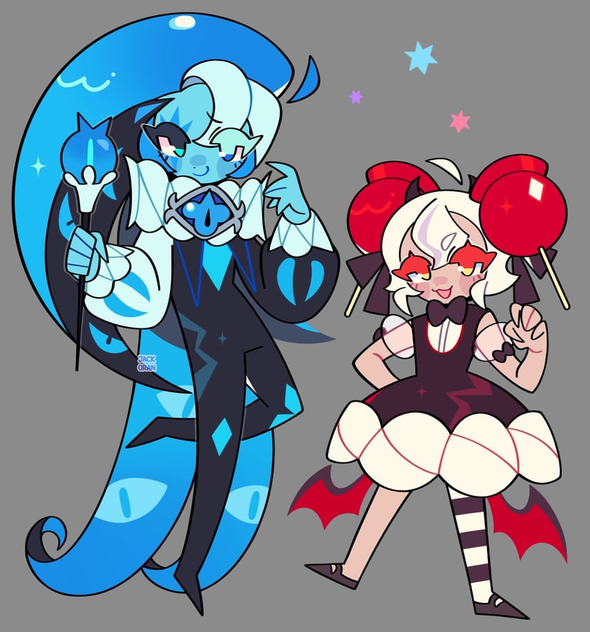 shadow milk cookie and candy apple cookie (cookie run and 1 more) drawn by jack0ran