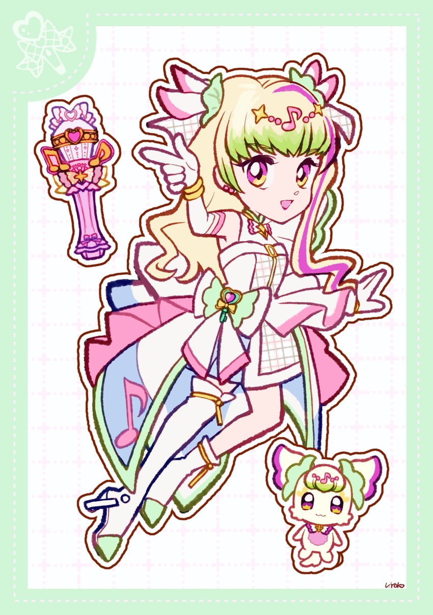cure zukyuun and purirun (precure and 1 more) drawn by uwded_207