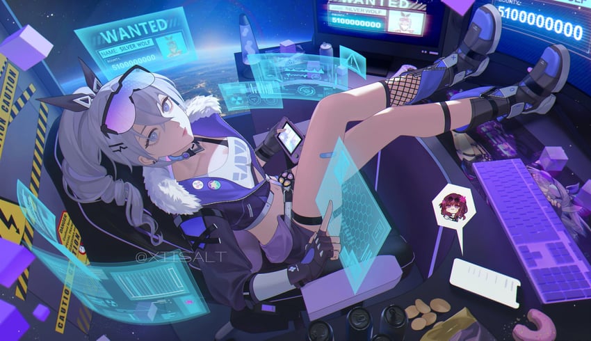 kafka and silver wolf (honkai and 1 more) drawn by xiisalt