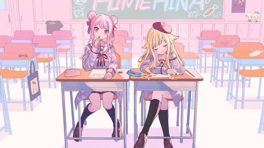 tanaka hime and suzuki hina (himehina channel) drawn by shugao