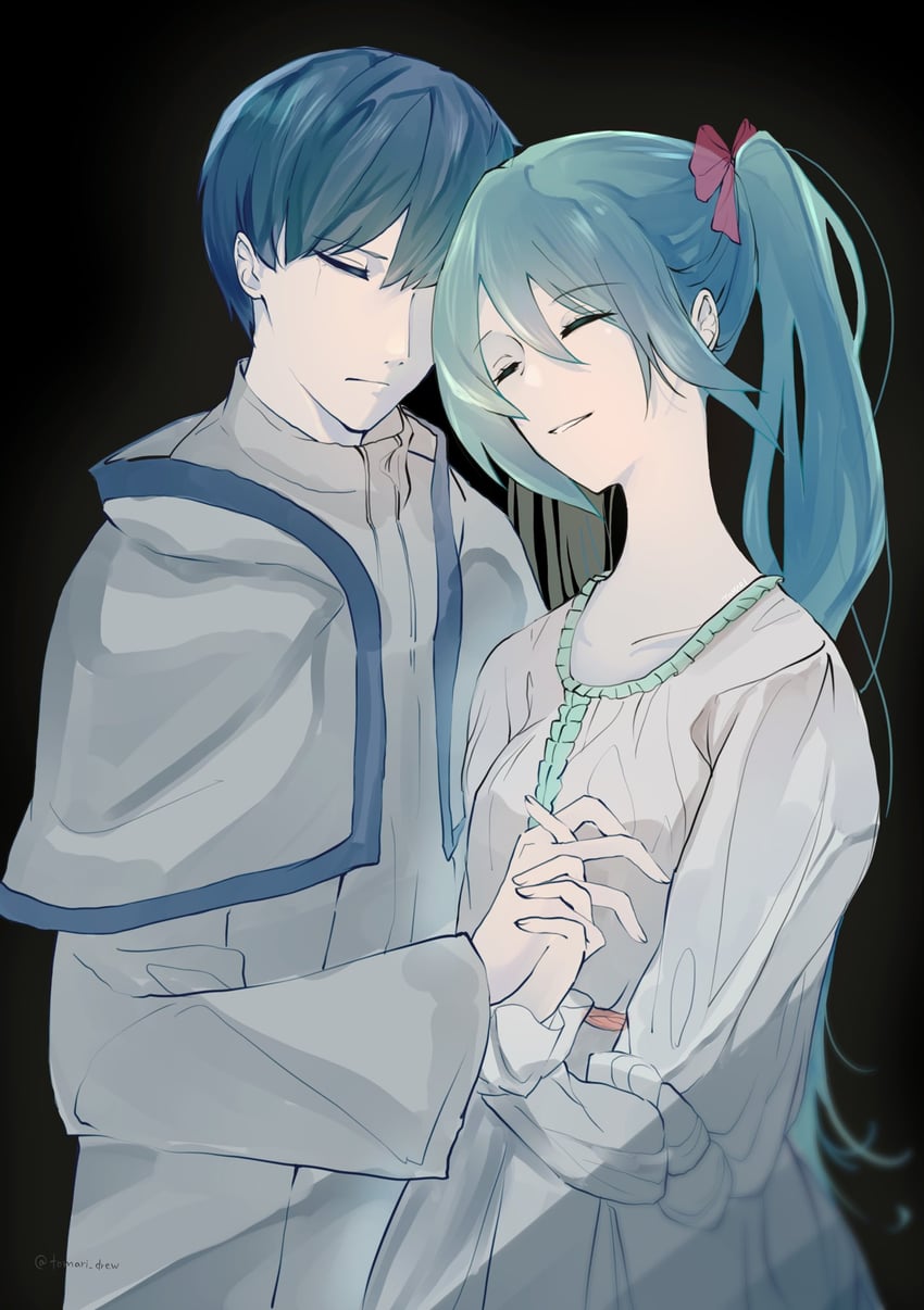 hatsune miku, kaito, eve moonlit, and adam moonlit (vocaloid and 3 more) drawn by tomari_drew