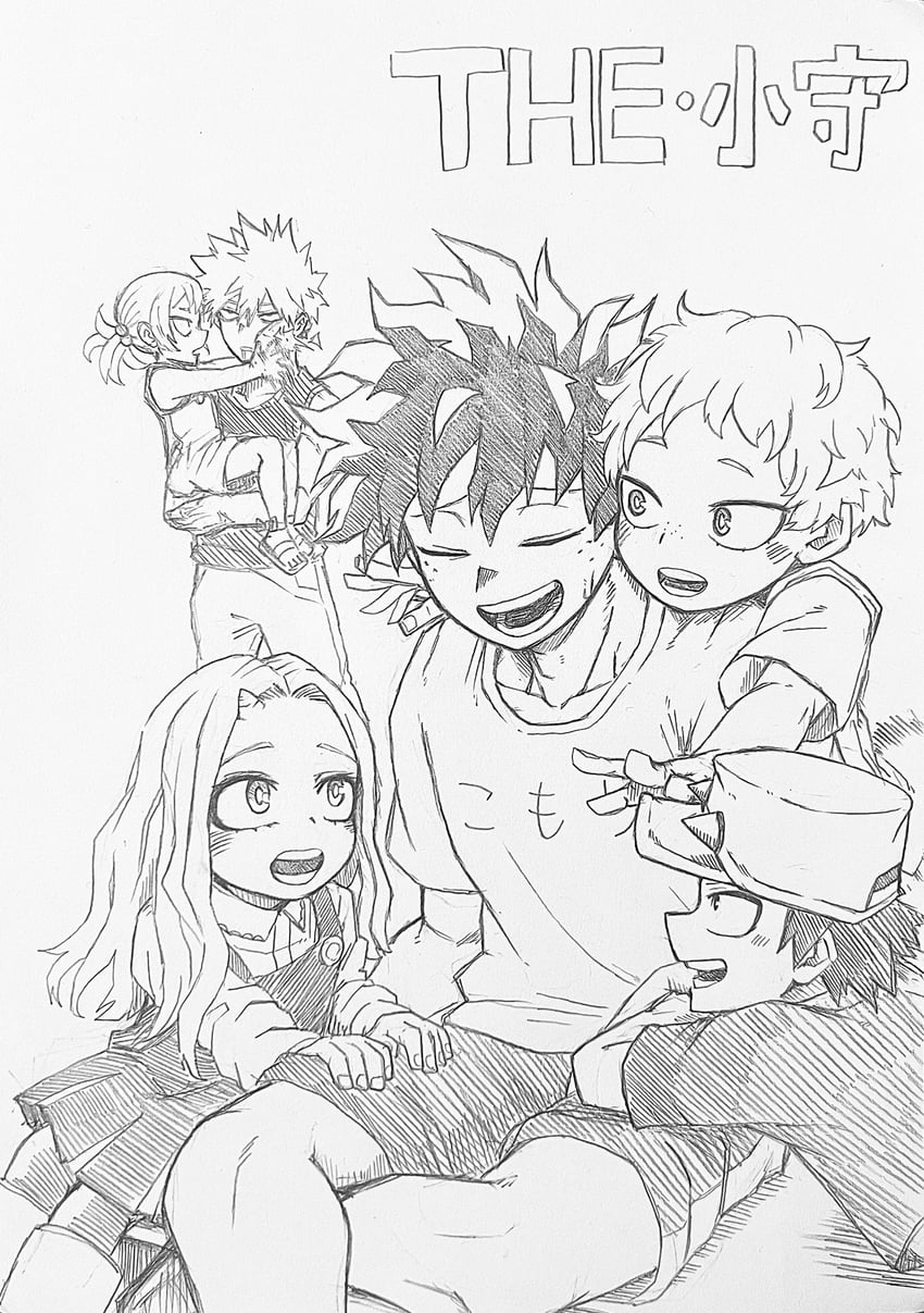 midoriya izuku, bakugou katsuki, eri, izumi kota, shimano katsuma, and 1 more (boku no hero academia) drawn by nagatomo1565