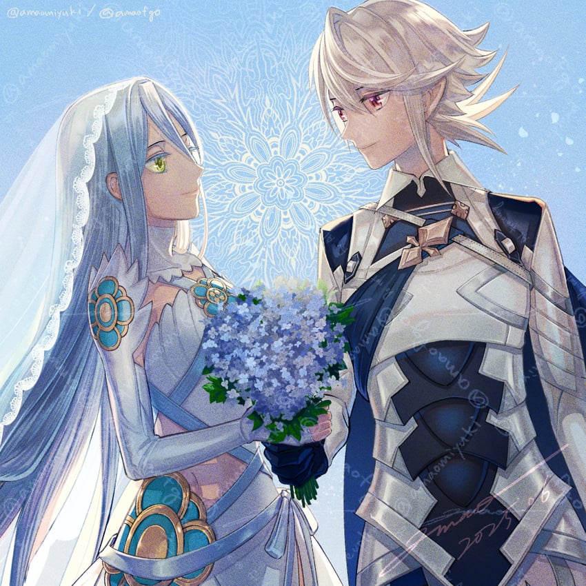 azura and male corrin (fire emblem and 1 more) drawn by amao_miyuki