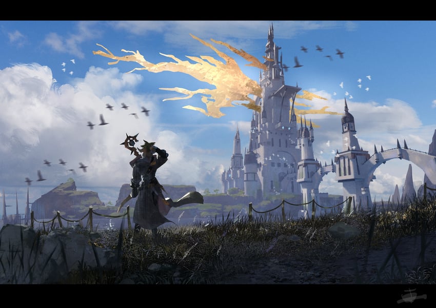 warrior of light (final fantasy and 1 more) drawn by rakka_damage