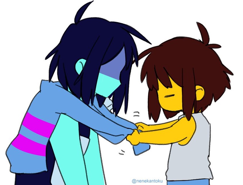 frisk and kris (undertale and 1 more) drawn by nenekantoku