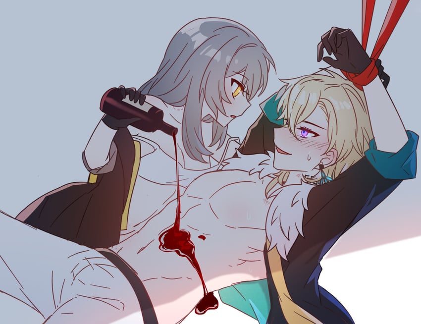 trailblazer, stelle, and aventurine (honkai and 1 more) drawn by nekoko1551