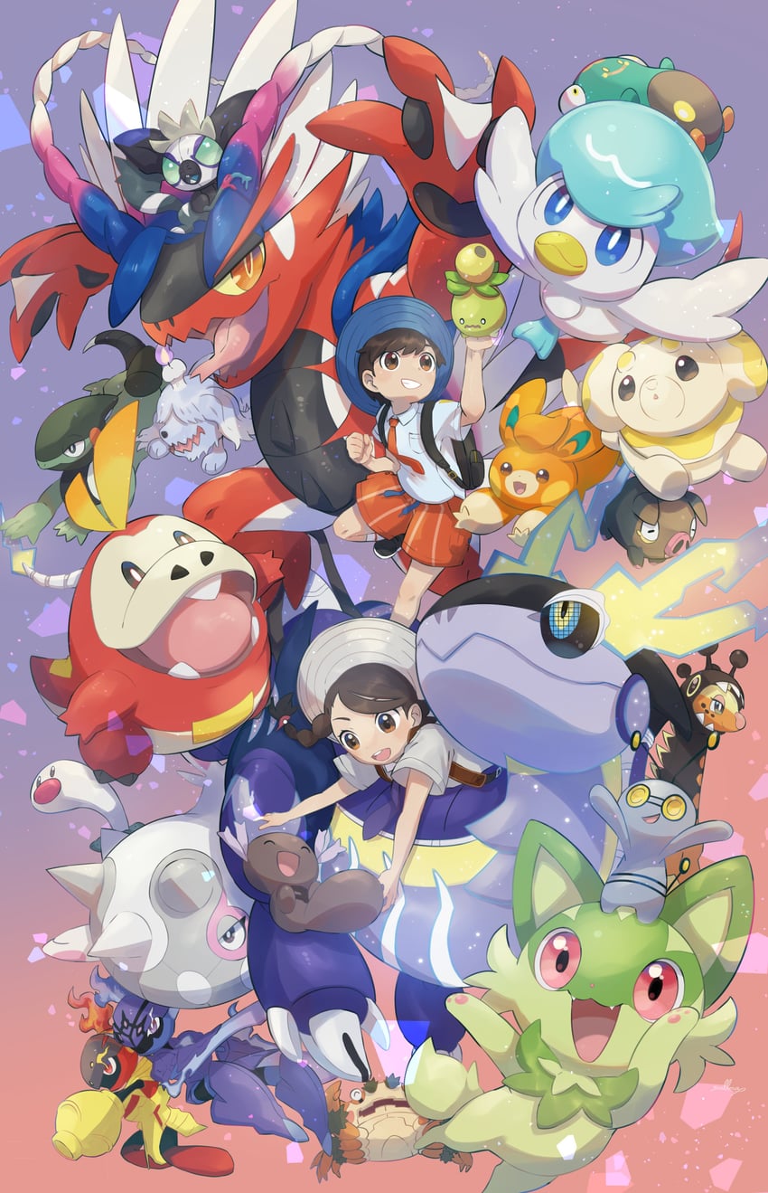 juliana, florian, sprigatito, fuecoco, quaxly, and 18 more (pokemon and 1 more) drawn by nullma