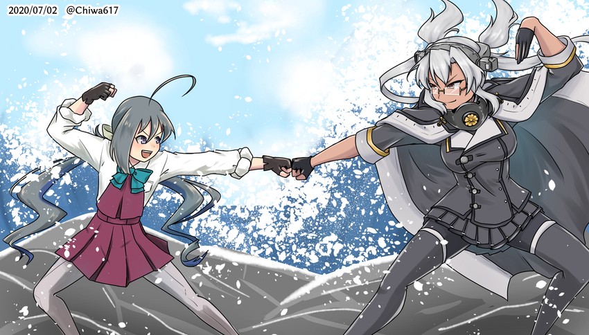 musashi, kiyoshimo, and musashi kai ni (kantai collection and 2 more) drawn by chiwa_(chiwa0617)