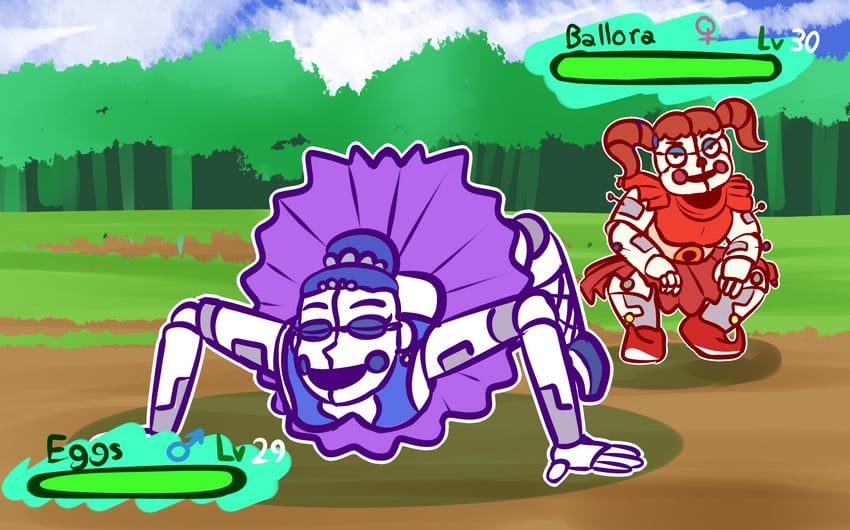 circus baby and ballora (pokemon and 3 more) drawn by wolf-con-f