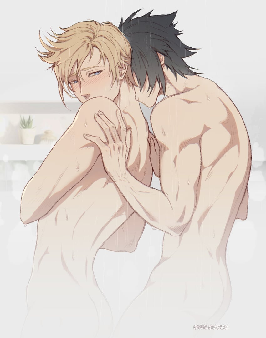 noctis lucis caelum and prompto argentum (final fantasy and 1 more) drawn by wilbujoe